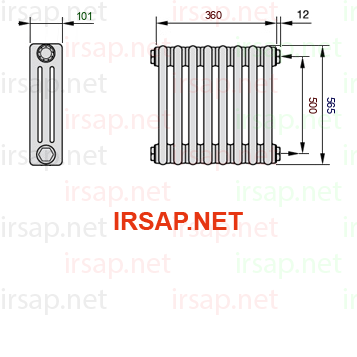 чертеж радиатора Irsap Tesi 30565-0830565-8-30-01